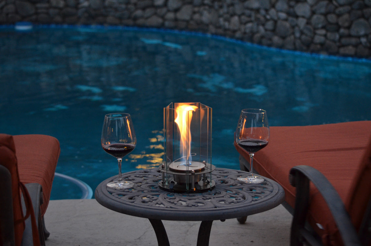 Tabletop Torches  Purchase Outdoor Glass Tabletop Tiki Torches with  Citronella Fuel - Halofire Torch