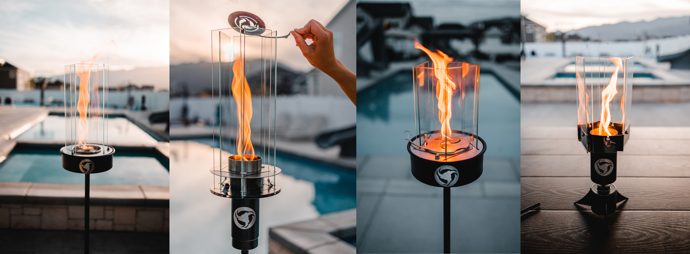 Tiki Torches & Tabletop Torches Order Glass Tiki Torches & Modern Table Torches for Outdoors