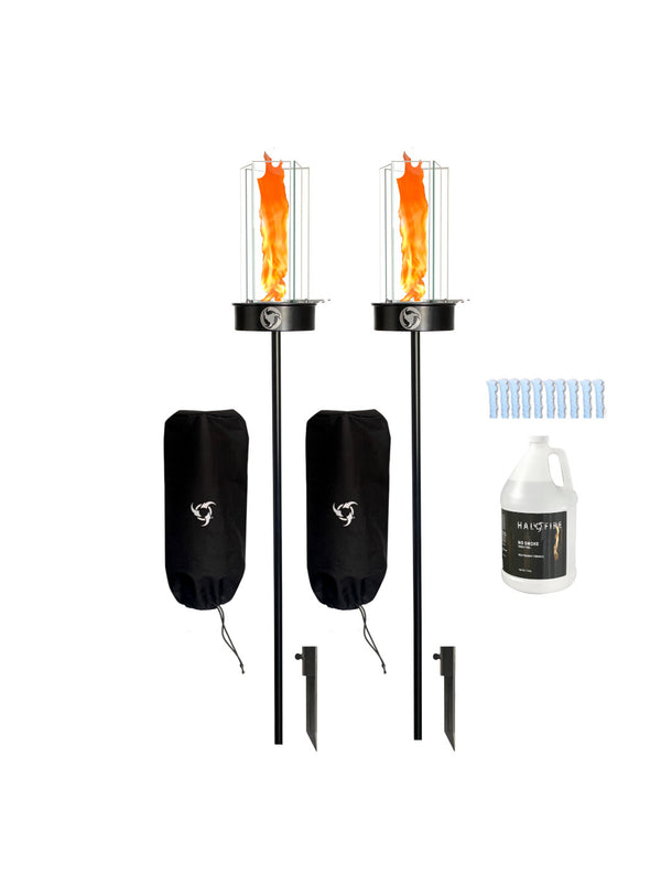 BIG Revo - 5 Hour Tiki Torch Burner Bundle (on ground stakes)