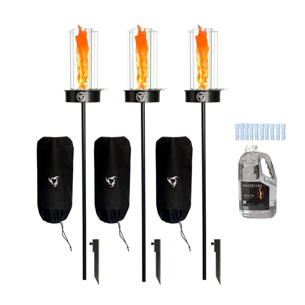 BIG Revo - 5 Hour Tiki Torch Burner Bundle (on ground stakes)