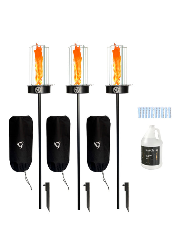 BIG Revo - 5 Hour Tiki Torch Burner Bundle (on ground stakes)