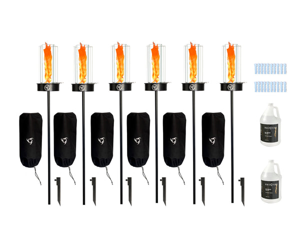 BIG Revo - 5 Hour Tiki Torch Burner Bundle (on ground stakes)
