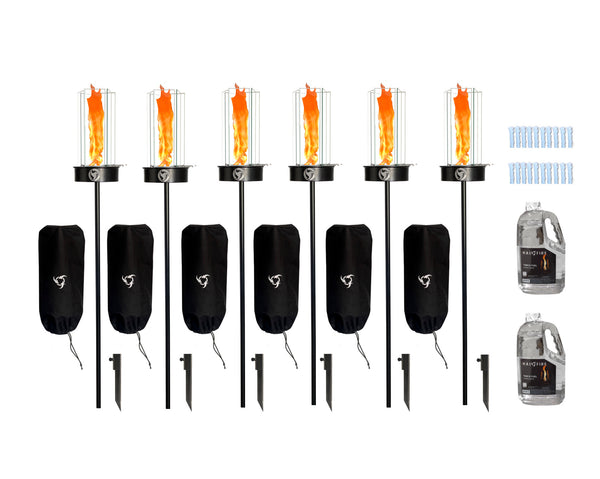 BIG Revo - 5 Hour Tiki Torch Burner Bundle (on ground stakes)