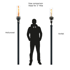 Hollywood Series 3" Pole Mount - HEAD ONLY - Permanent Install - Natural Gas / Propane