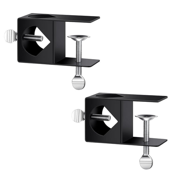 2 PACK Black Metal Deck Clamp for Torches, Porch Rail Clamp, Universal Pole Mount Bracket, Deck Pole Holder for Solar Panel, Outdoor Torch Mount Holder for Railings Posts, Rail Accessory